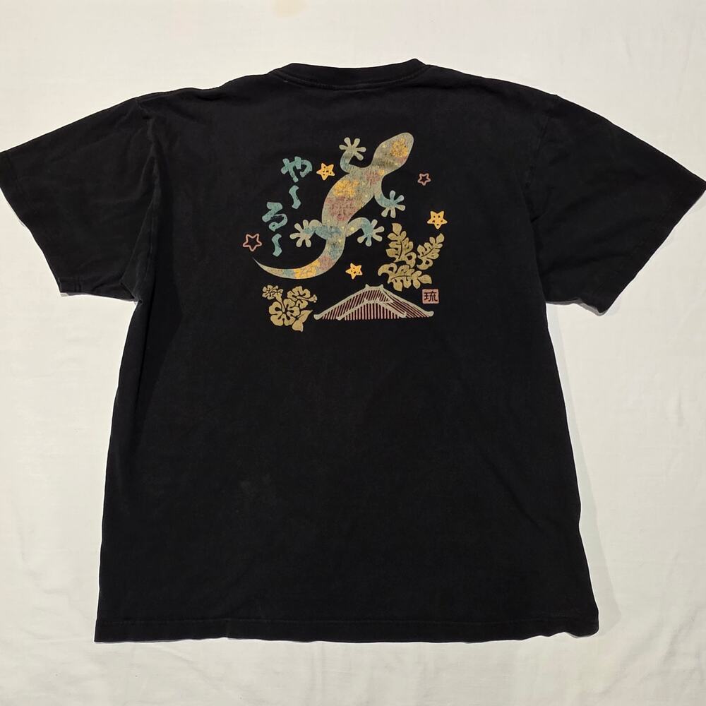 Printstar Okinawa Gecko T Shirt Black XL Cotton Japan Souvenir Yamori Lizard